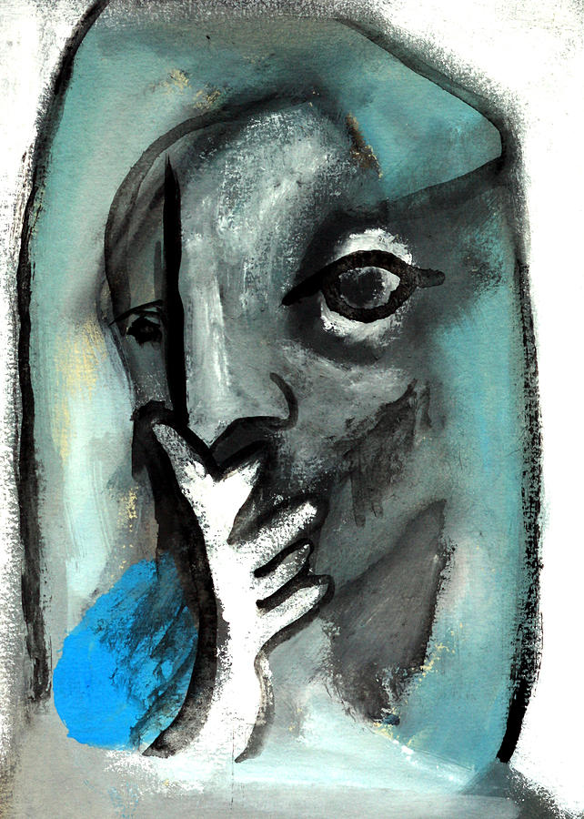 Blue thinker Painting by Edgeworth Johnstone