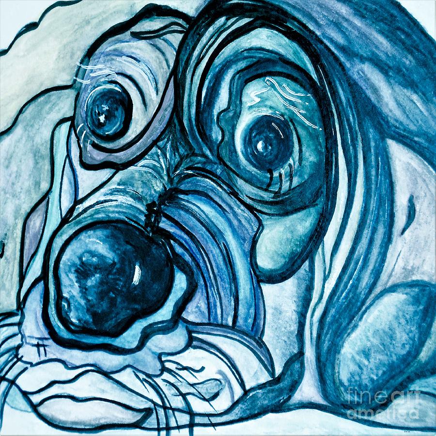 Blue Tick Hound in Denim Tones Painting by Eloise Schneider Mote