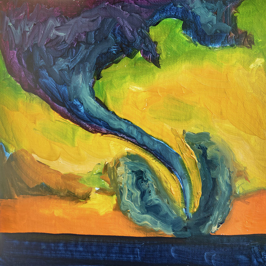 Blue Tornado with Orange Sky Painting by Angela Resendez