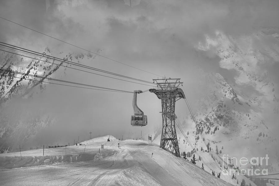 Blue Tram Cat In The Clouds Black And White Photograph by Adam Jewell