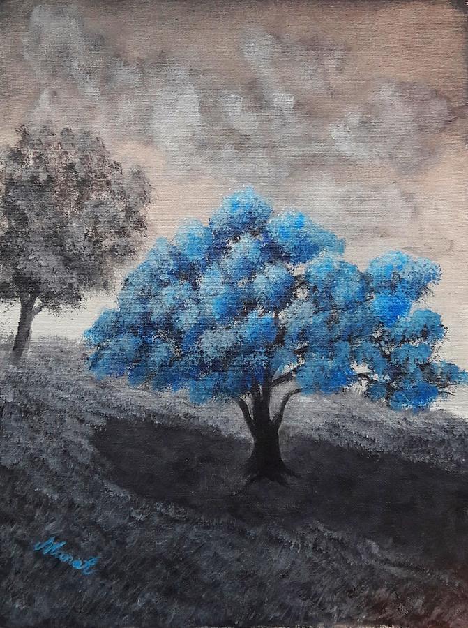Tree Painting - Blue Tree by Manar Hawsawi Tree Painting - Blue Tree by Manar Hawsawi