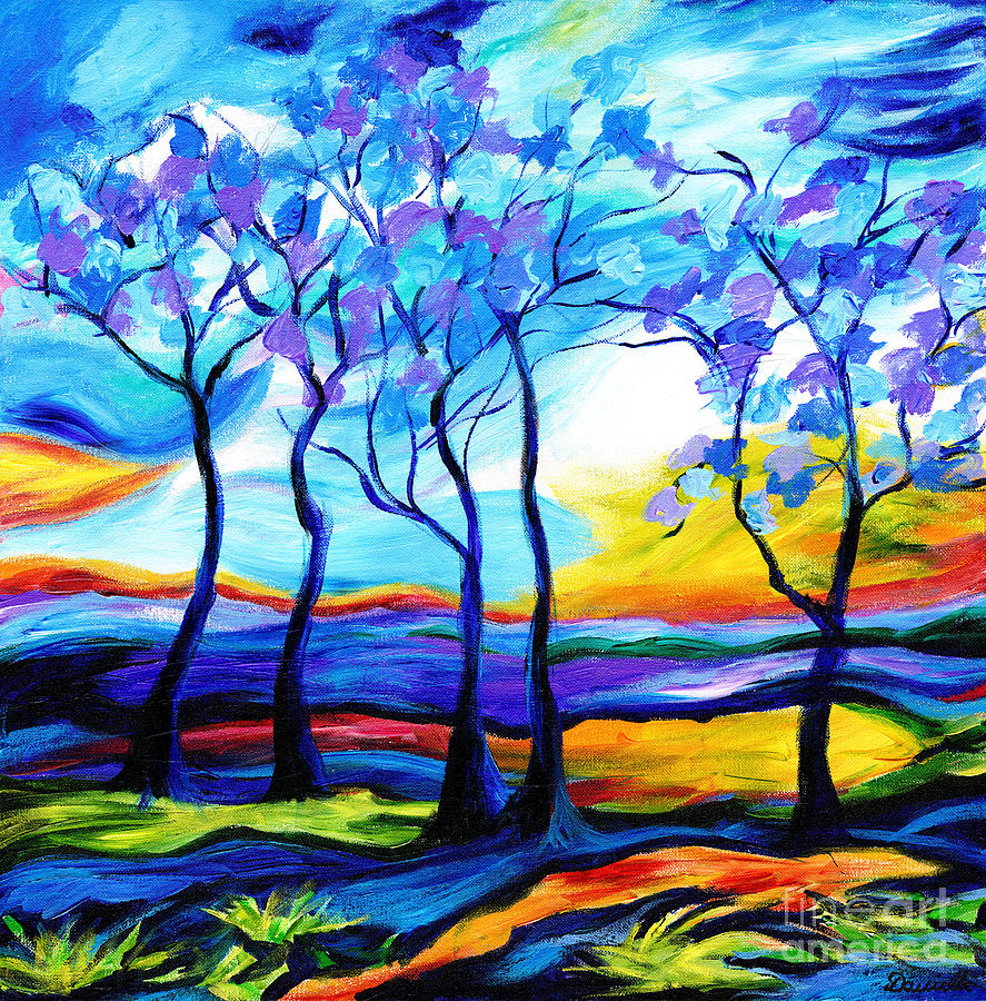 Blue Trees Painting by Art by Danielle
