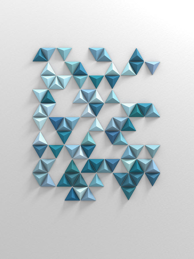 Abstract Digital Art - Blue Triangles by Scott Norris
