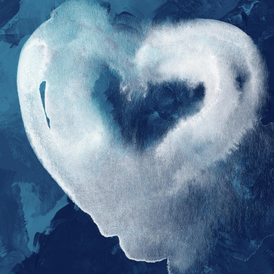 Heart Mixed Media - Blue Valentine- Art by Linda Woods by Linda Woods