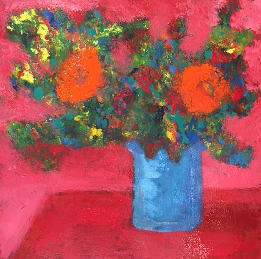 Flower Painting - Blue Vase by Rozsi Adean Moser
