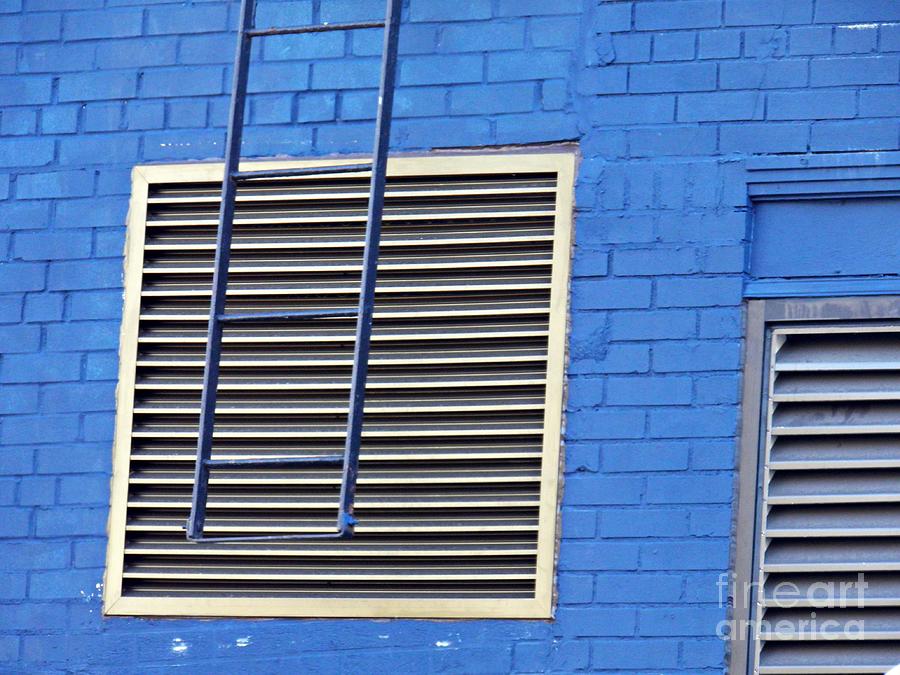 Architecture Photograph - Blue Wall 4 by Sarah Loft