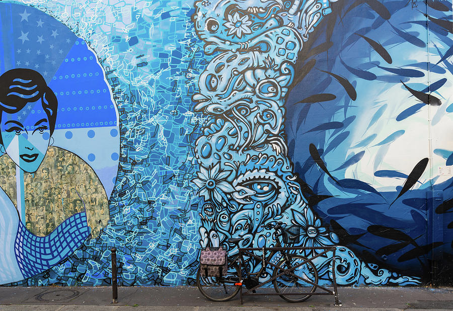 Blue Wall and Bicycle Photograph by Liz Albro