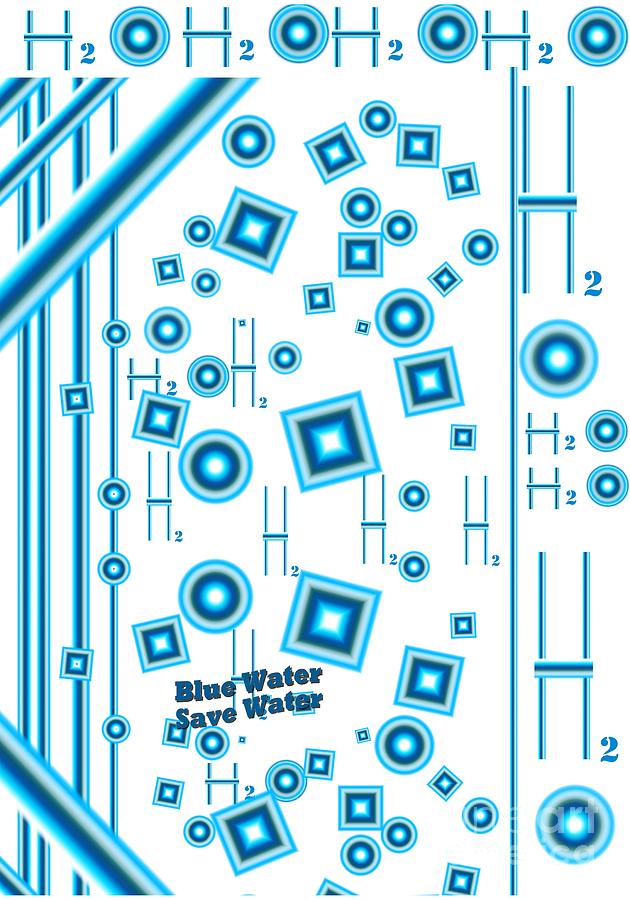 Pattern Digital Art - Blue water by Pixel Artist