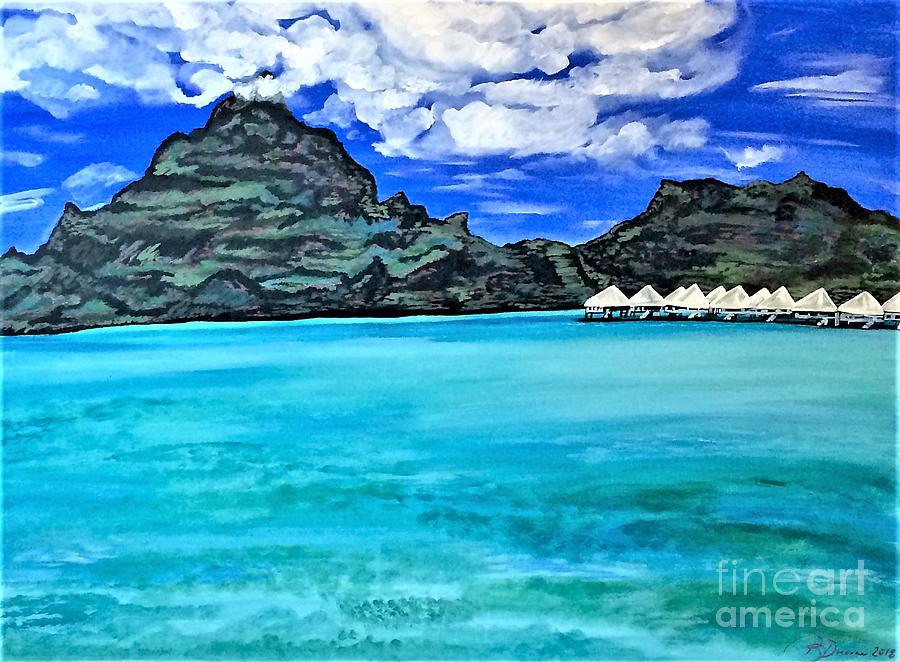 Blue Water Bungalows Painting by Barbara Donovan