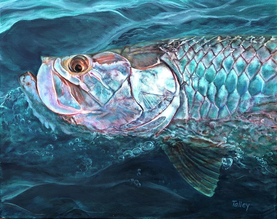 Blue Water Tarpon Painting by Pam Talley