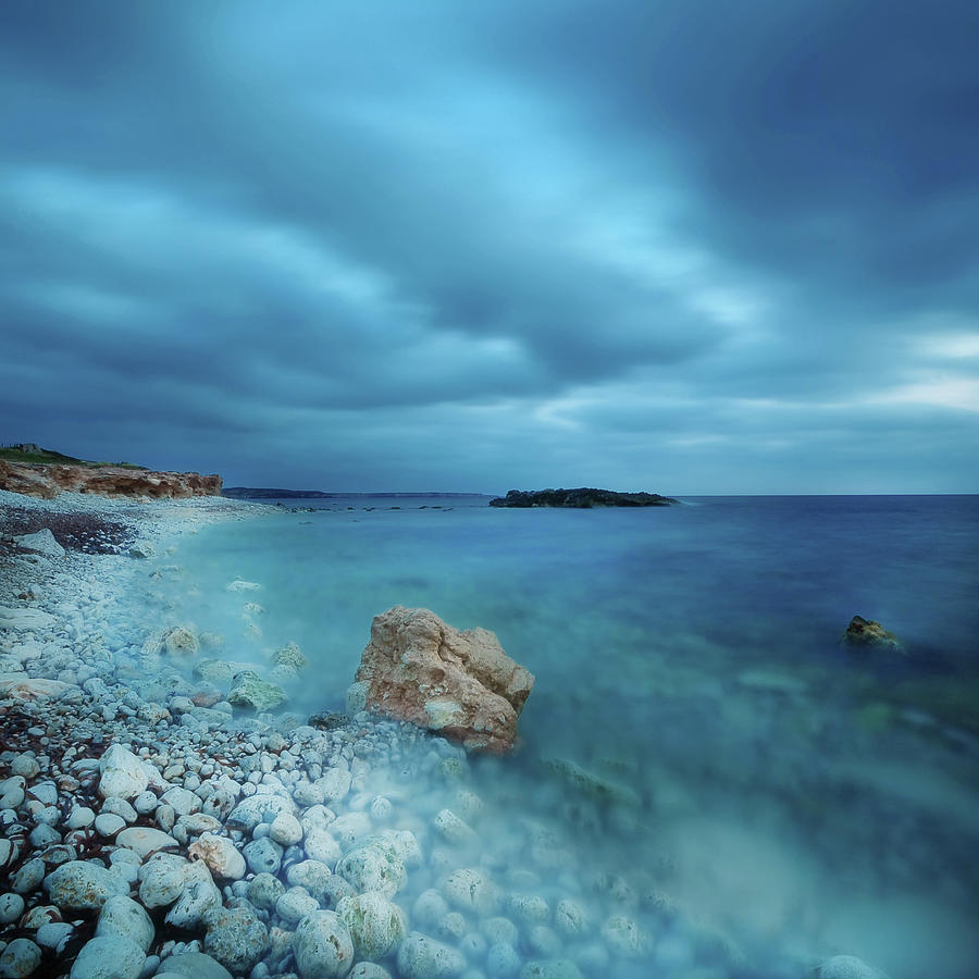 Blue Water With Blue Sky And Pebbles Photograph by Philippe Sainte-laudy Photography