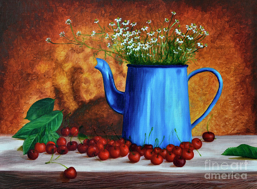Blue Watering Can Painting