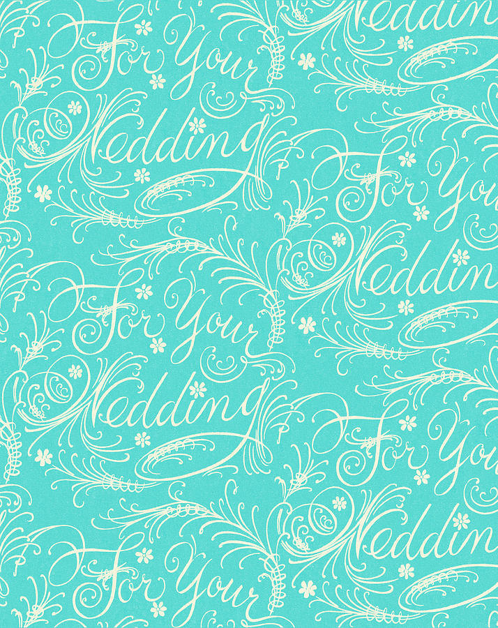 Vintage Drawing - Blue Wedding Pattern by CSA Images