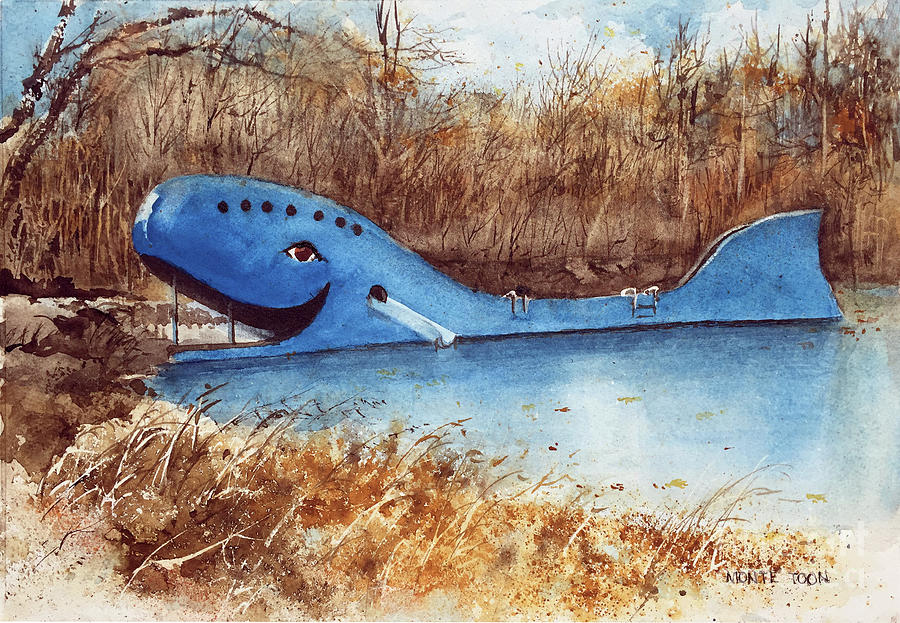 Blue Whale Painting by Monte Toon