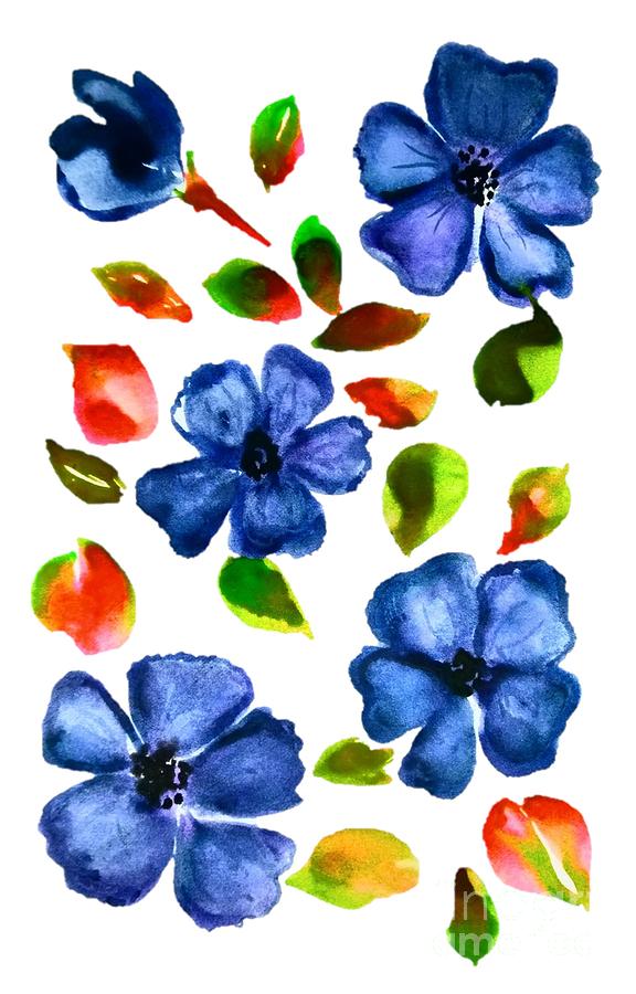 Blue Wild Flowers Watercolors with Interchangeable Transparent ...