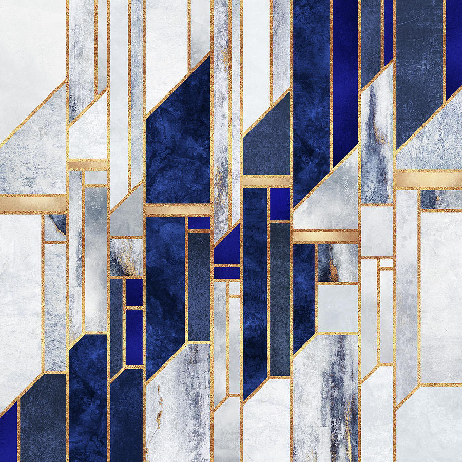 Abstract Digital Art - Blue Winter Sky by Elisabeth Fredriksson