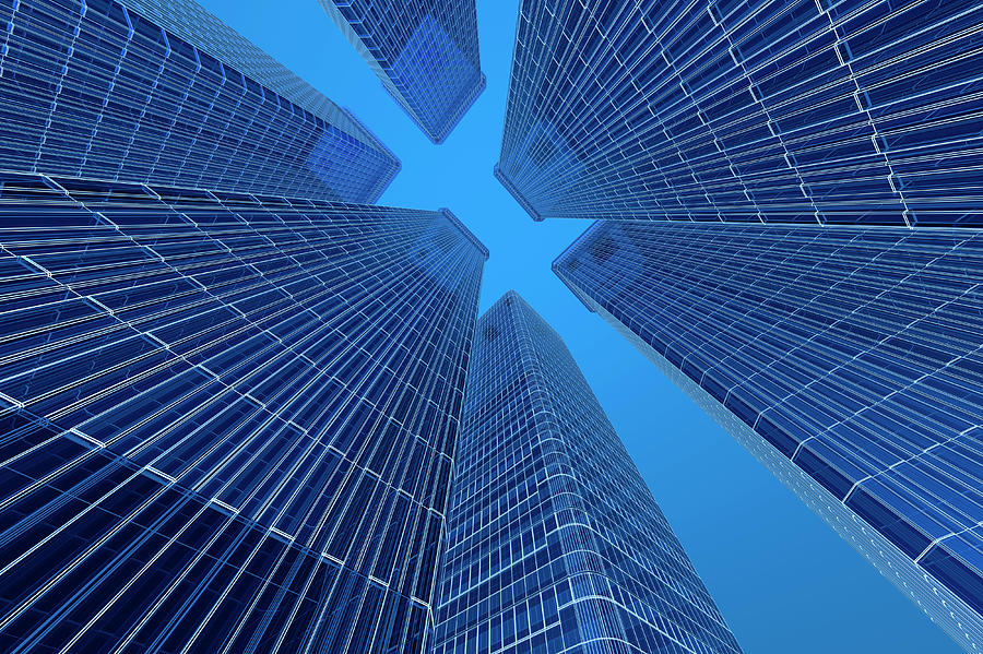 Blue Wireframe Building Digital Art by Mmdi Blue Wireframe Building Digital Art by Mmdi