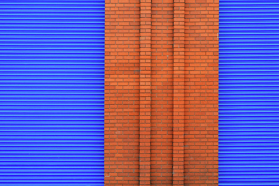 Abstract Photograph - Blue with bricks by Stuart Allen