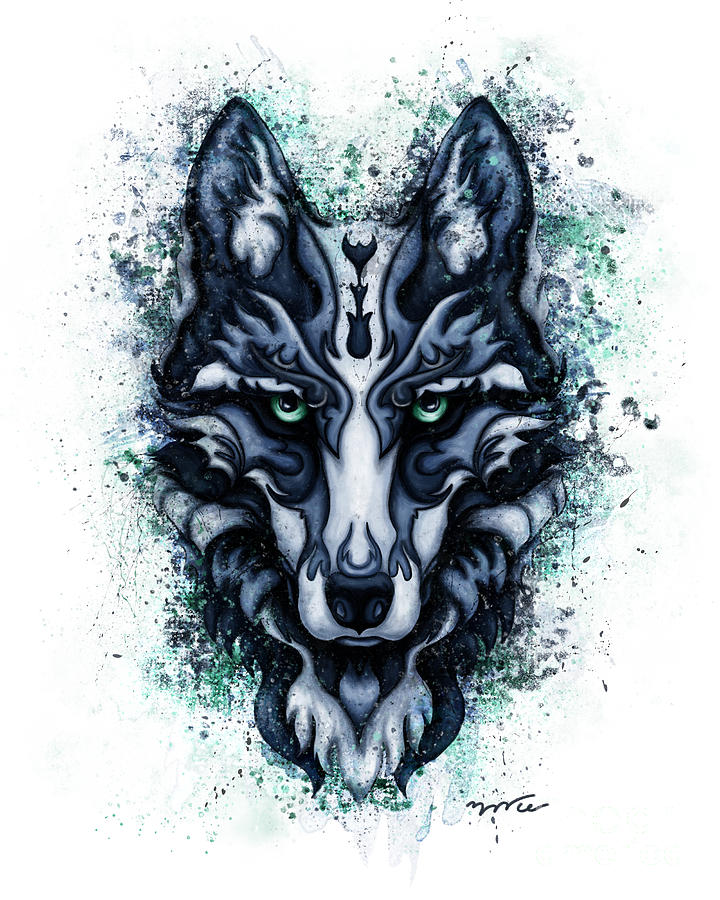 Animal abstract painting, Blue wolf Painting by Nadia CHEVREL Animal abstract painting, Blue wolf Painting by Nadia CHEVREL