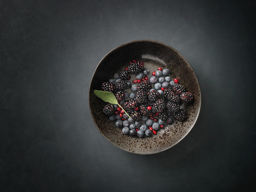 Blueberries And Blackberries In A Bowl Photograph by Studio-344