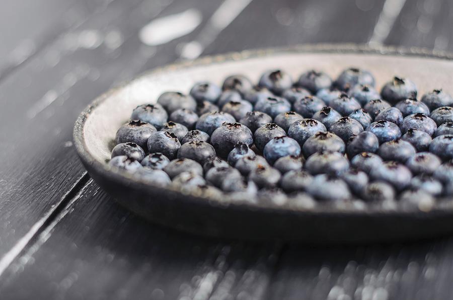 Blueberries In A Dish Photograph by Nick Sida