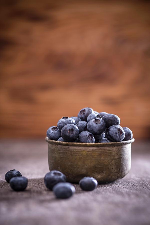 Blueberries In A Metal Bowl Photograph by Nitin Kapoor