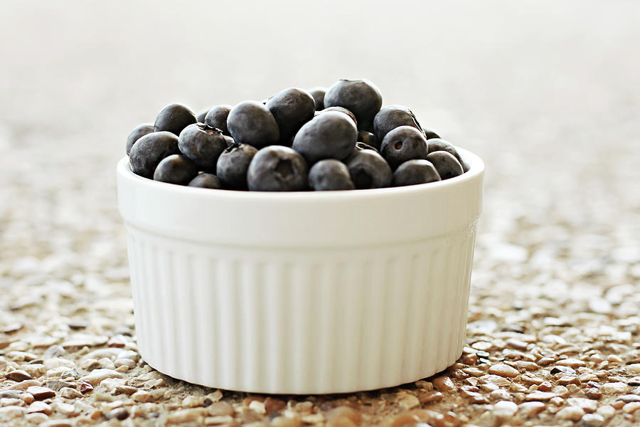 Blueberries In A White Bowl Photograph by Stephanie Mull Photography