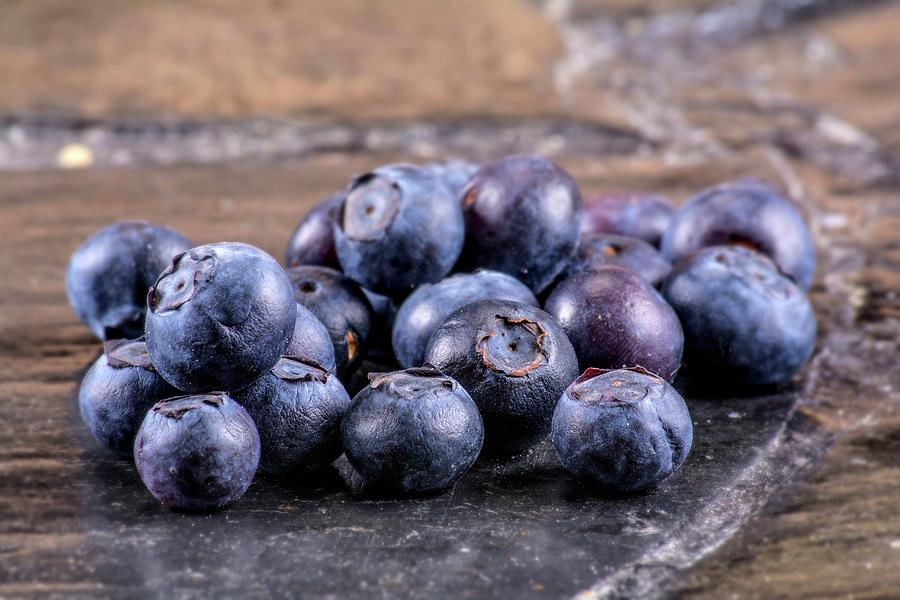 Blueberries On A Stone Platter Photograph by Chris Schfer