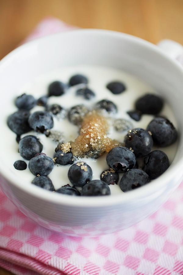 Blueberries With Milk And Brown Sugar Photograph by Claudia Timmann