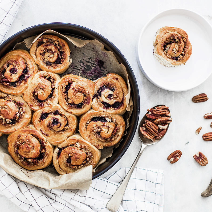 Blueberry And Pecan Nut Buns Photograph by Theveggiekitchen