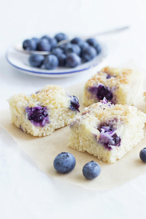Blueberry Buttermilk Tray Bake Cake With Coconut Photograph by Tamara Staab