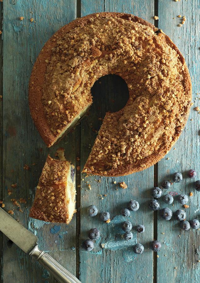 Blueberry Cake With Cinnamon And Fresh Blueberries Photograph by Martin Dyrlv