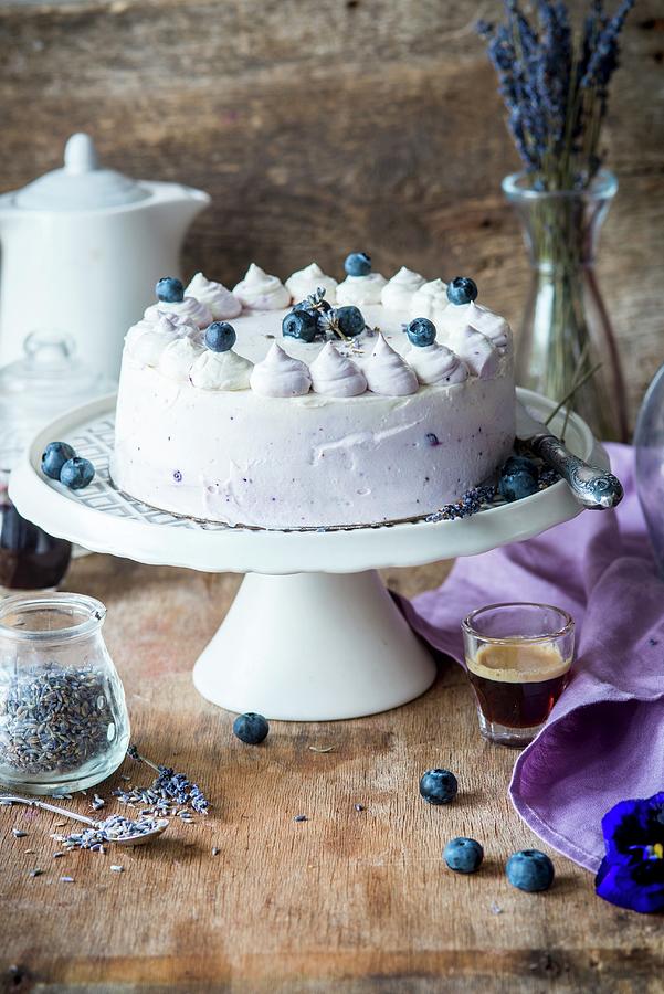 Blueberry Cake With Lavender Photograph by Irina Meliukh