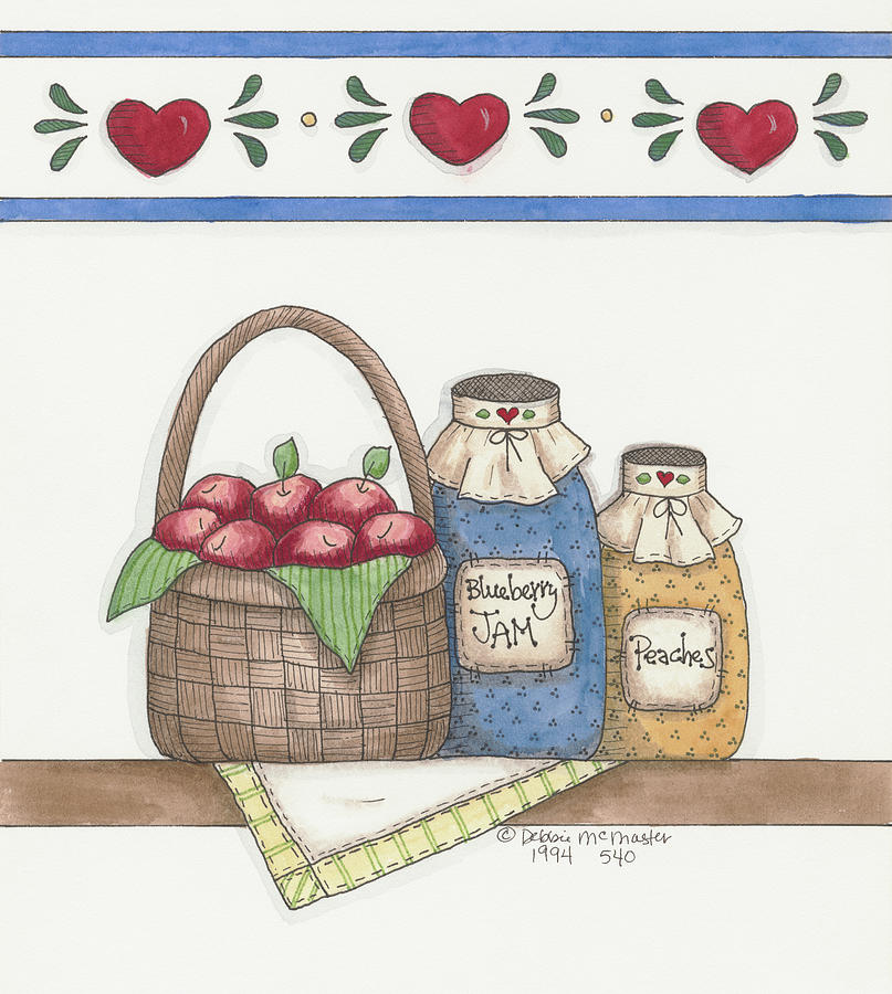 Basket Of Apples Painting - Blueberry Jam by Debbie Mcmaster