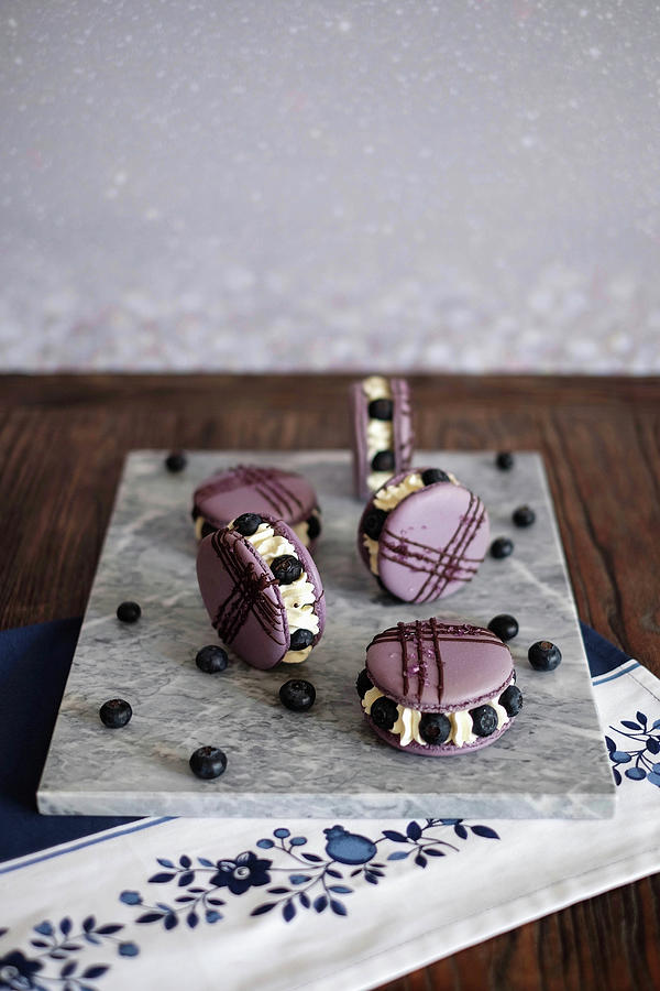 Blueberry Macaroon Tartlets With Cream Photograph by Marions Kaffeeklatsch