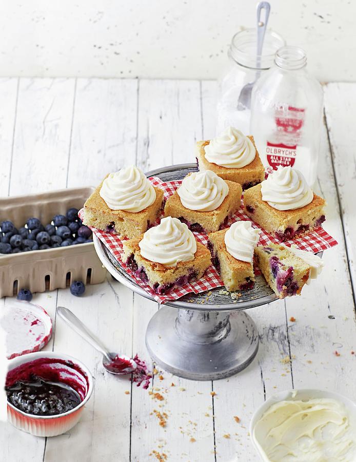 Blueberry Muffin Cakes With Cream Cheese Frosting usa Photograph by Jalag / Julia Hoersch