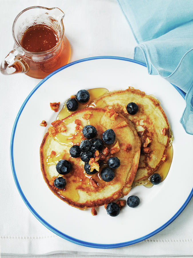 Blueberry Pancake With Maple Syrup Photograph by Michael Paul