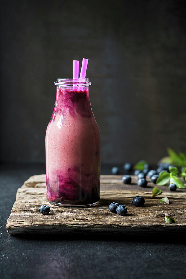 Blueberry Smoothie In A Bottle Photograph by Joanna Lewicka