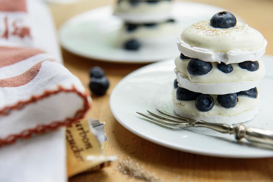 Blueberry Towers With Vanilla Cream Photograph by Katrin Benary