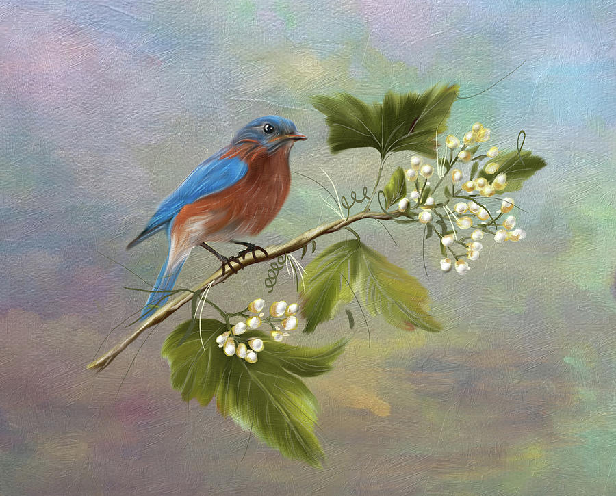 Bluebird and Pearls Digital Art by Mary Timman
