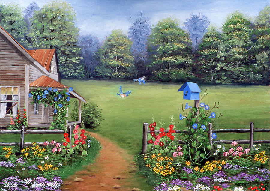Bluebird House Painting - Bluebird House by Arie Reinhardt Taylor