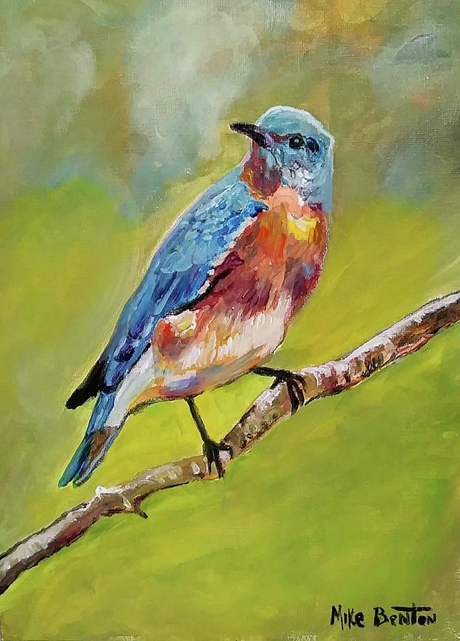 Bluebird Painting by Mike Benton