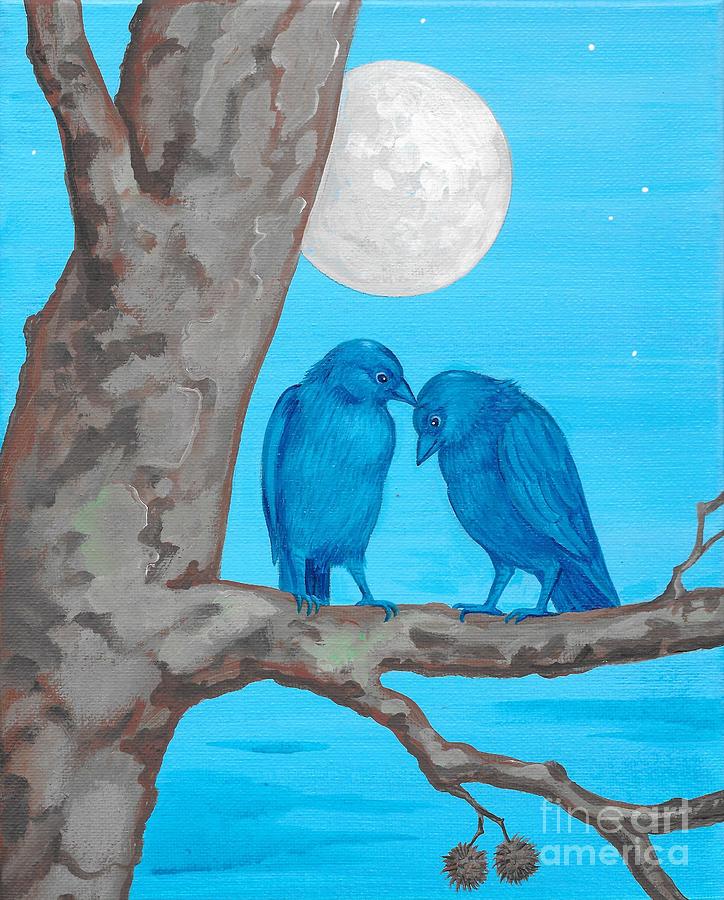 Bluebirds Of Happiness Painting by Margaryta Yermolayeva