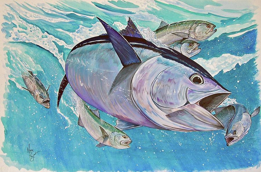 Bluefin and Bluefish Painting by Mark Ray