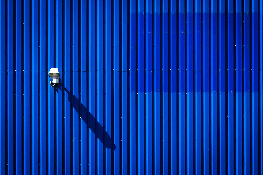 Lamp Photograph - Blueinblue by Peter Pfeiffer