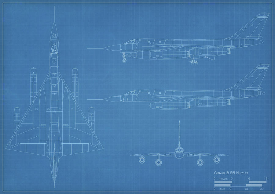 Blueprint Of A Convair B-58 Hustler Photograph by Inkworm - Pixels