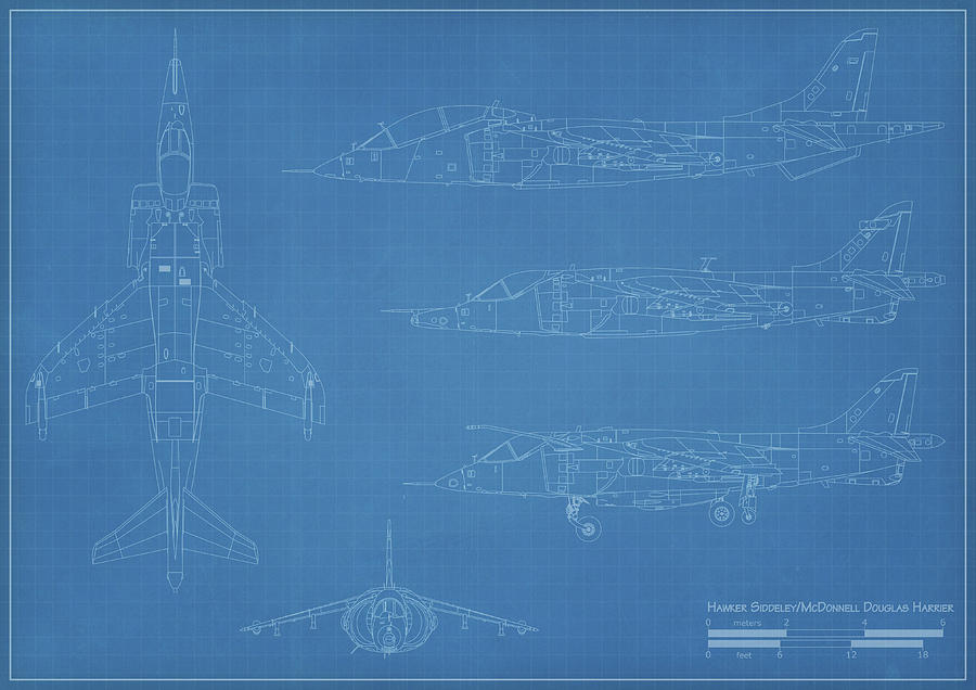 Blueprint Of A Harrier Jump Jet Photograph by Inkworm