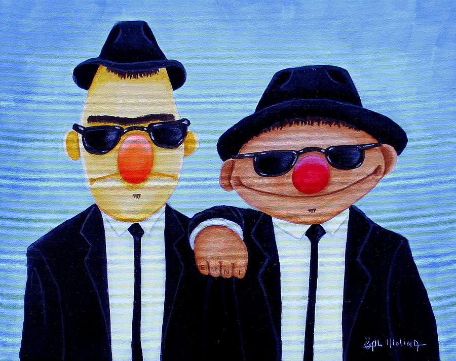 Blues Brothers Painting - Blues Street Brothers by Al  Molina