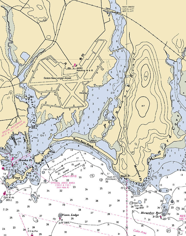 Bluff Point-connecticut Nautical Chart Mixed Media by Sea Koast | Fine ...