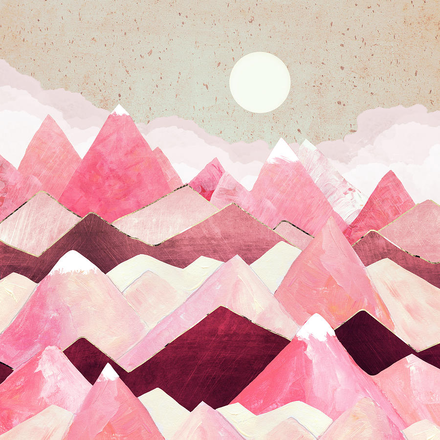 Mountain Digital Art - Blush Berry Peaks by Spacefrog Designs